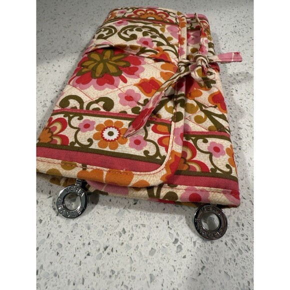 Folkloric Vera Bradley Travel Bag 2011 Retired Envelope Design Zippers Ties EUC - Picture 9 of 9